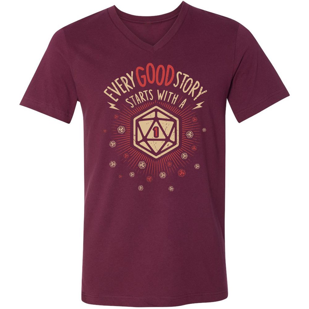 Unisex V-Neck T-Shirt - 4G42YFBF - Maroon - 6