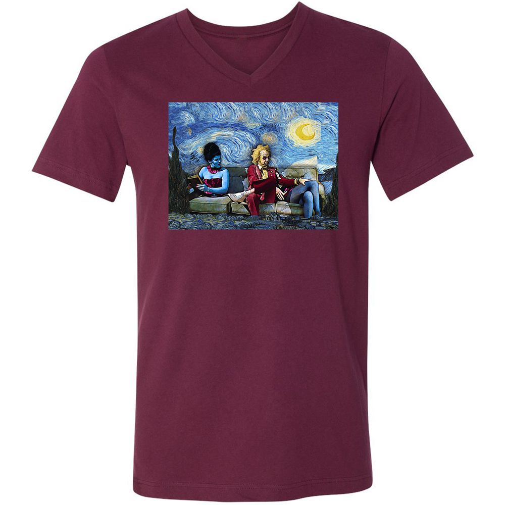 Unisex V-Neck T-Shirt - UCG35NQ5 - Maroon - 6