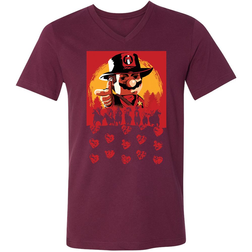 Unisex V-Neck T-Shirt - QTV11C72 - Maroon - 6