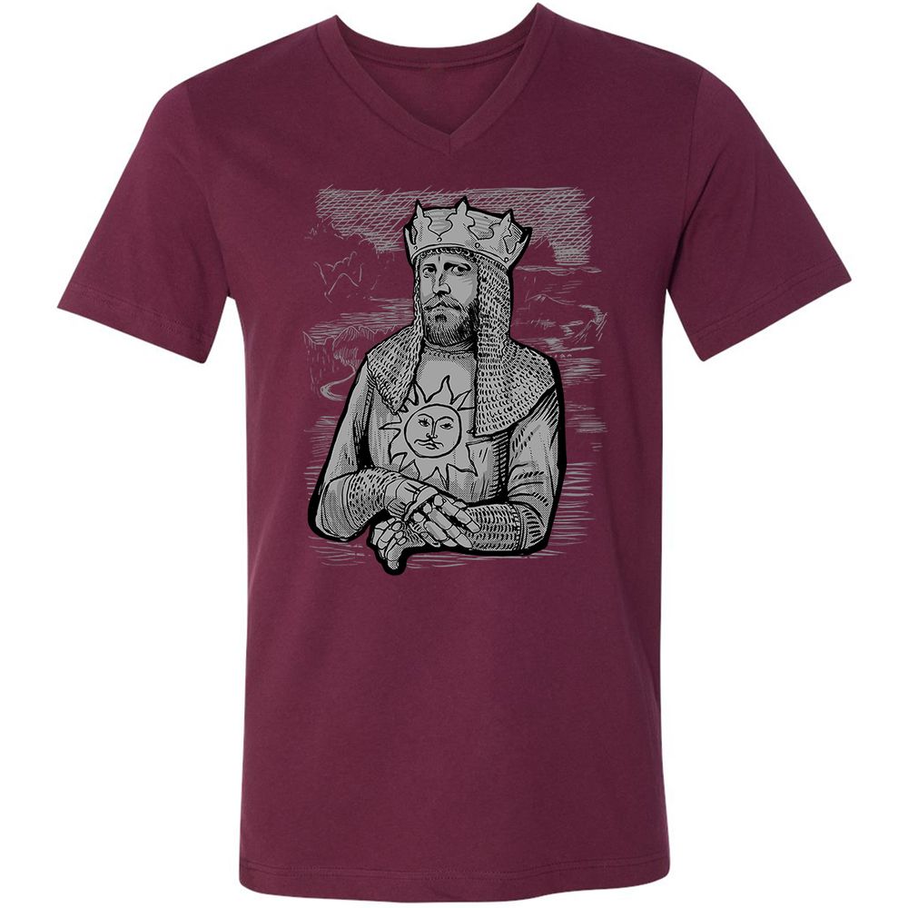 Unisex V-Neck T-Shirt - J46FX5JT - Maroon - 6