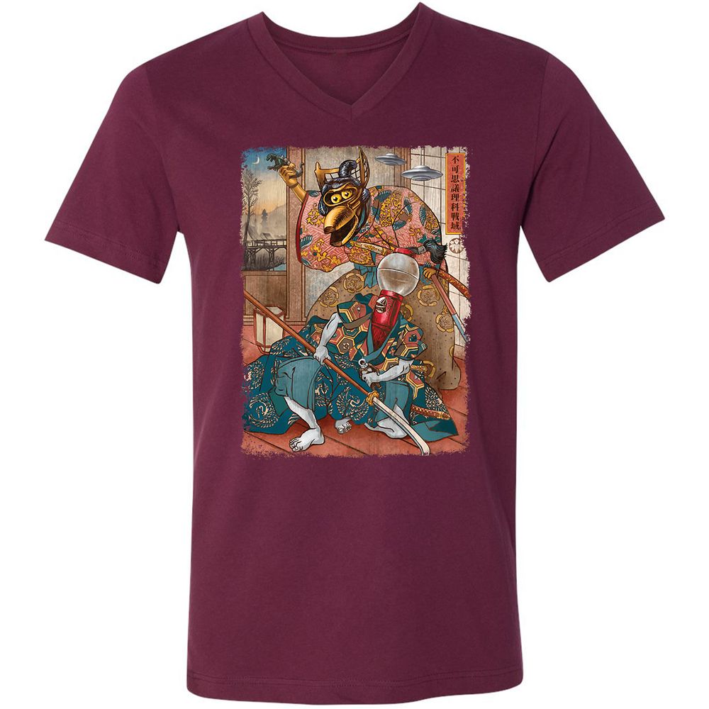 Unisex V-Neck T-Shirt - W9TTMX4X - Maroon - 6