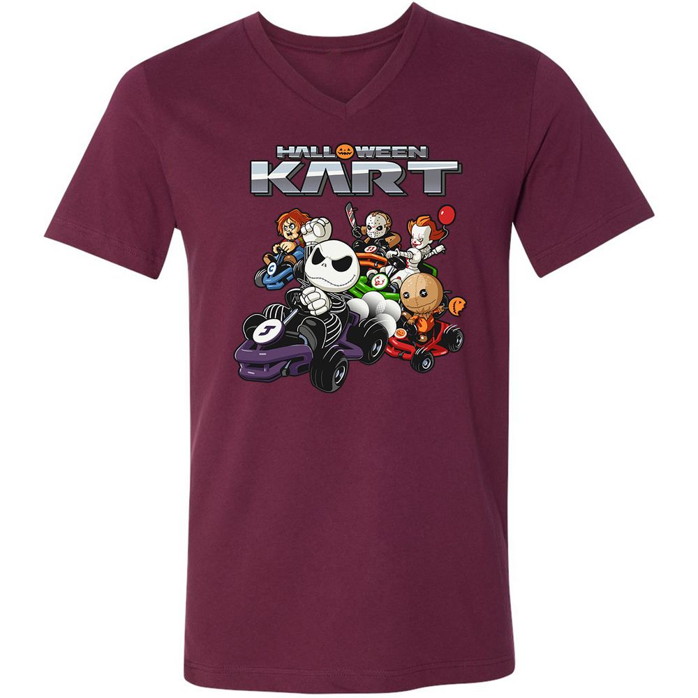 Unisex V-Neck T-Shirt - JWZFBETE - Maroon - 6