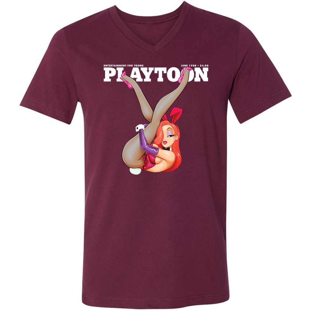 Unisex V-Neck T-Shirt - PJQSR4RB - Maroon - 6