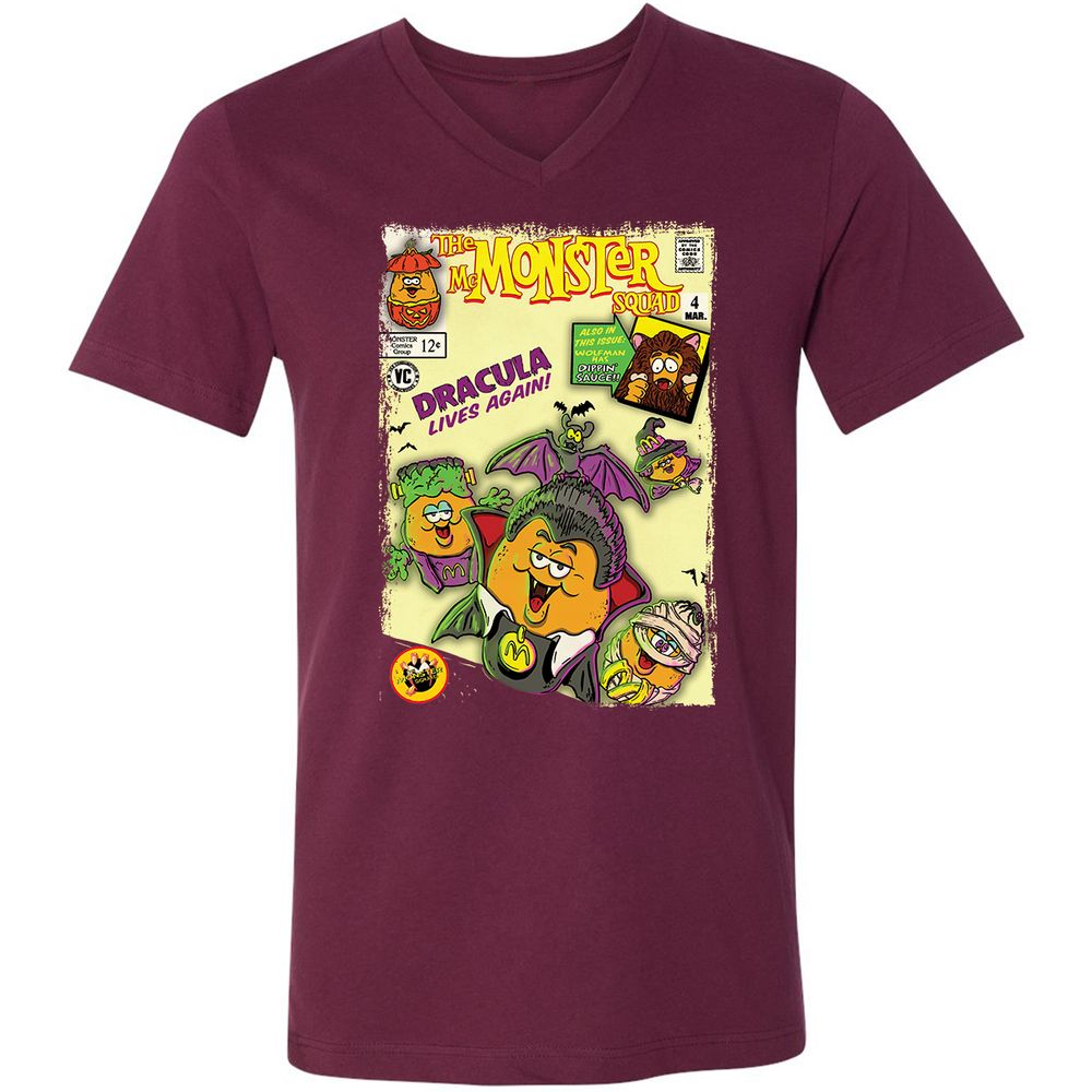 Unisex V-Neck T-Shirt - FUSW7T6Q - Maroon - 6