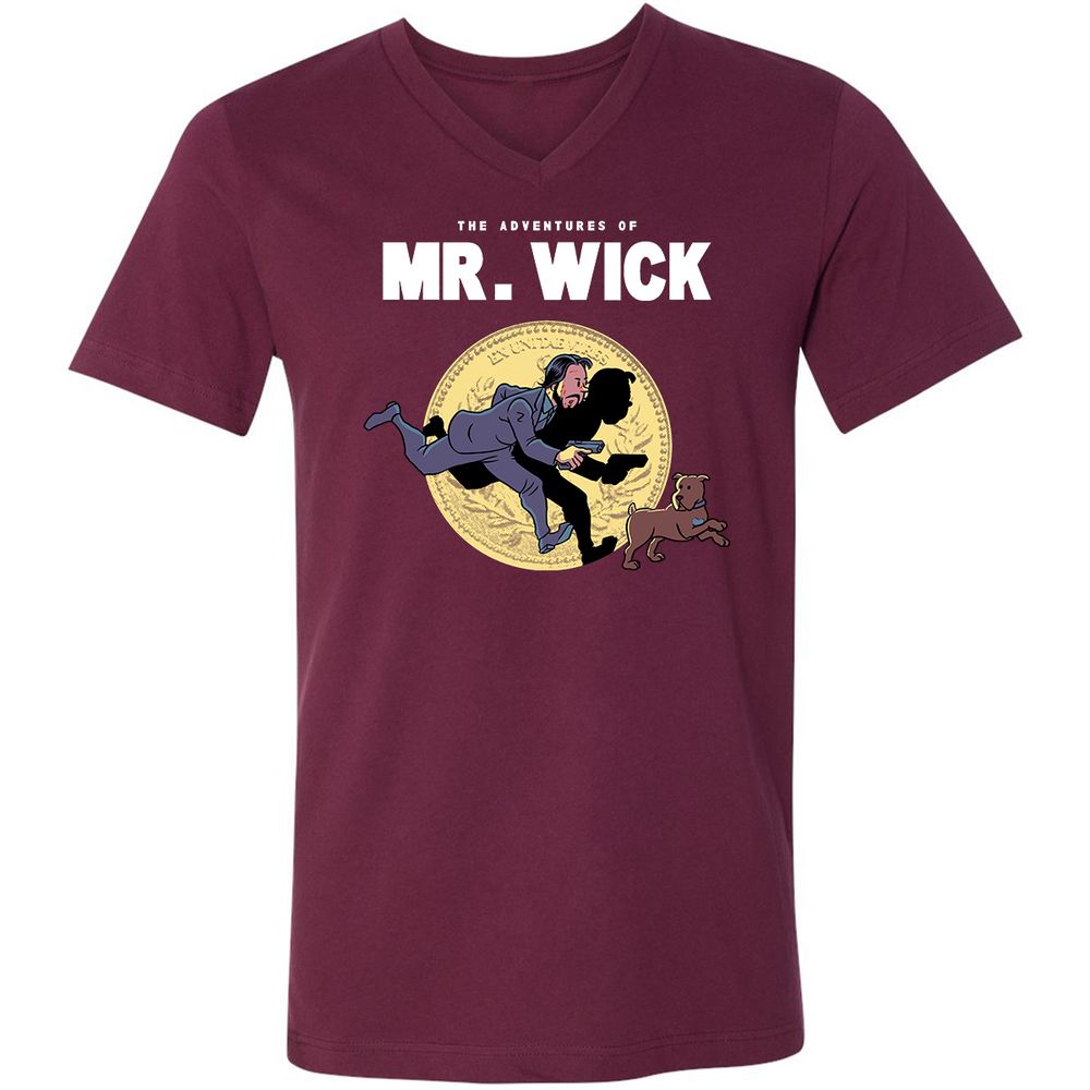 Unisex V-Neck T-Shirt - YWMFPQH7 - Maroon - 6
