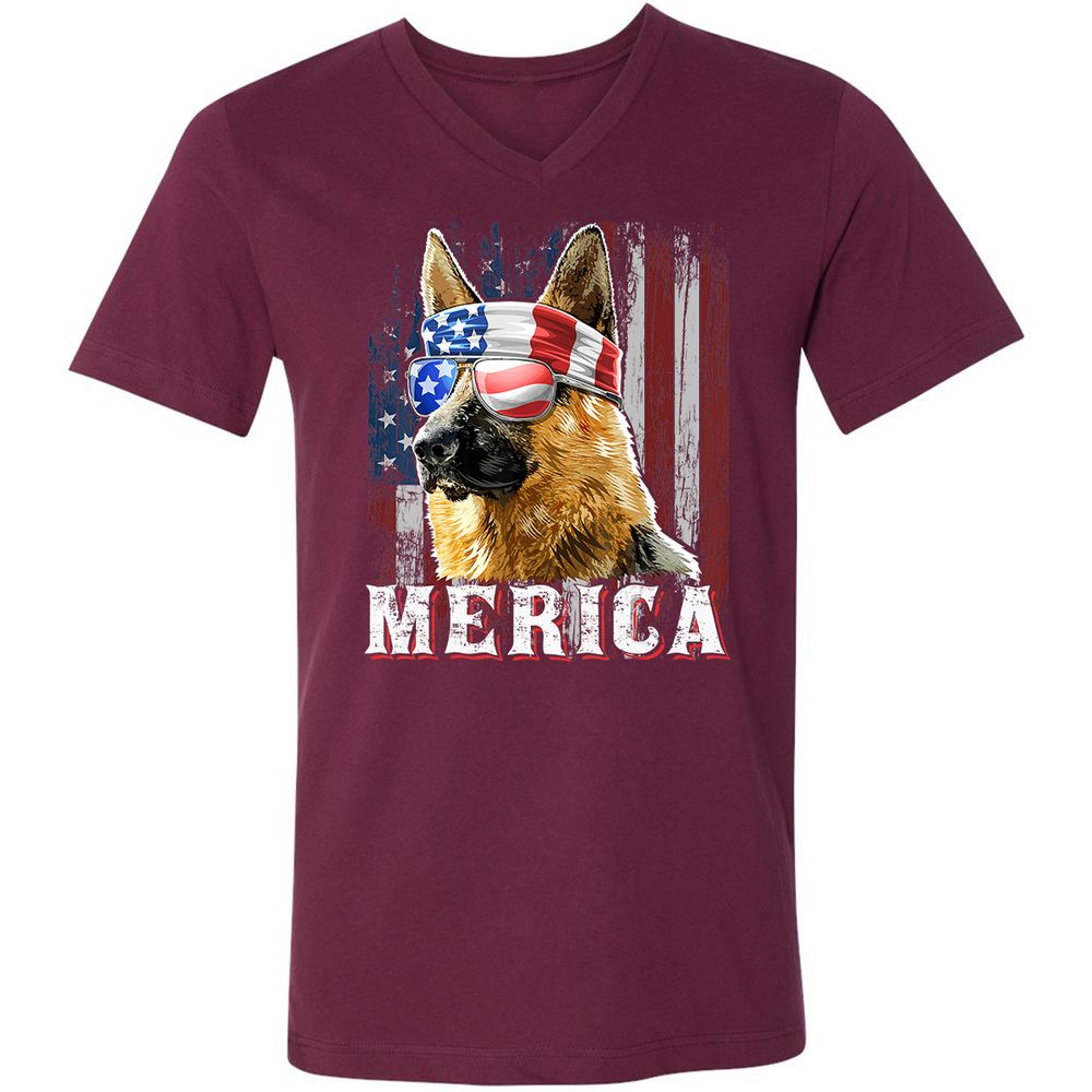 Unisex V-Neck T-Shirt - Q5F2LQ4F - Maroon - 6