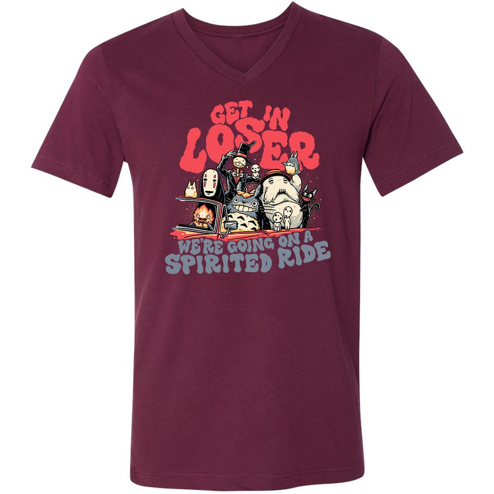 Unisex V-Neck T-Shirt - 2PZYK9Q4 - Maroon - 6