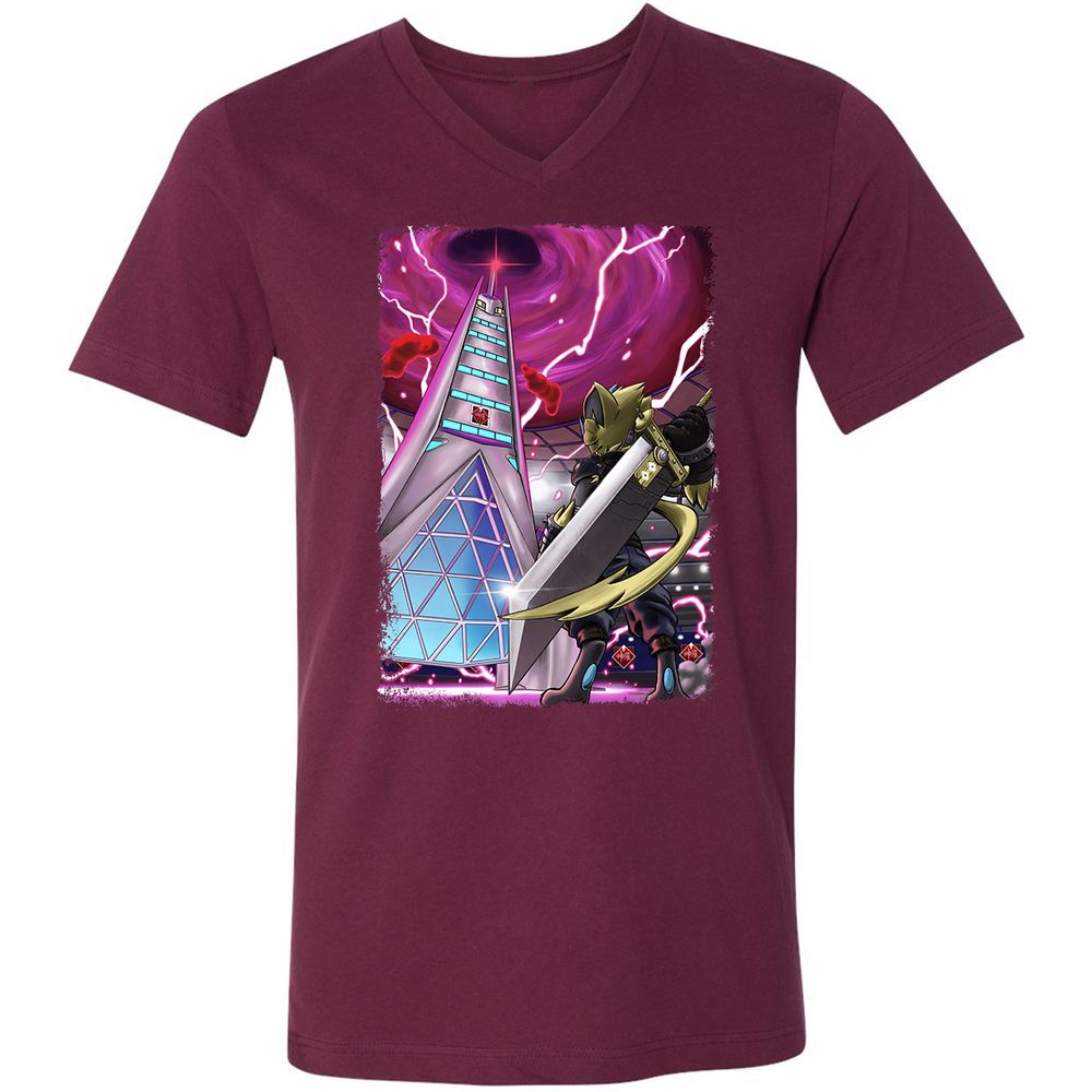 Unisex V-Neck T-Shirt - GHU5VJ1E - Maroon - 6