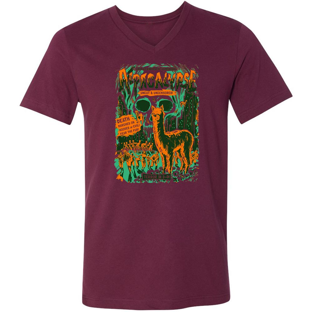 Unisex V-Neck T-Shirt - ASVZRE4L - Maroon - 6