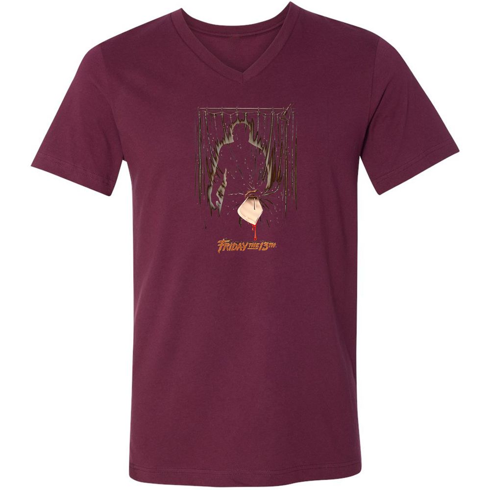Unisex V-Neck T-Shirt - KF8ZYEAB - Maroon - 6