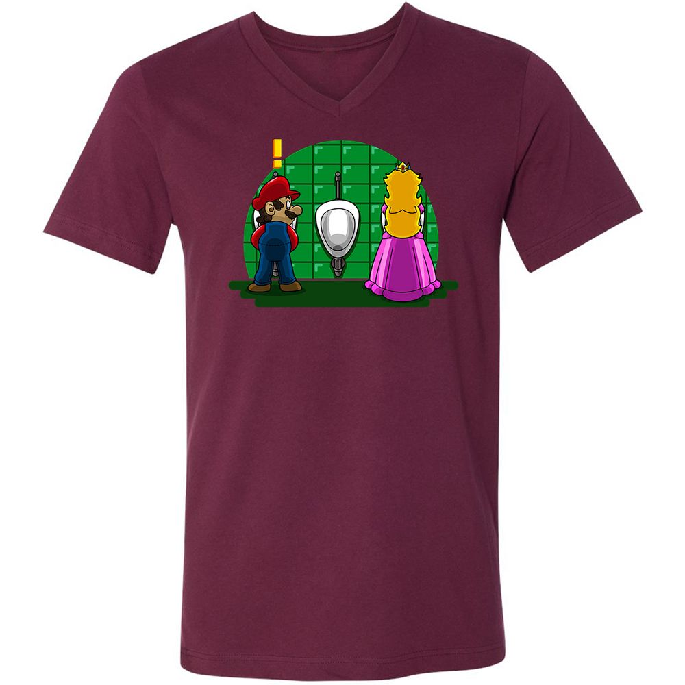 Unisex V-Neck T-Shirt - SSHLUPAG - Maroon - 6
