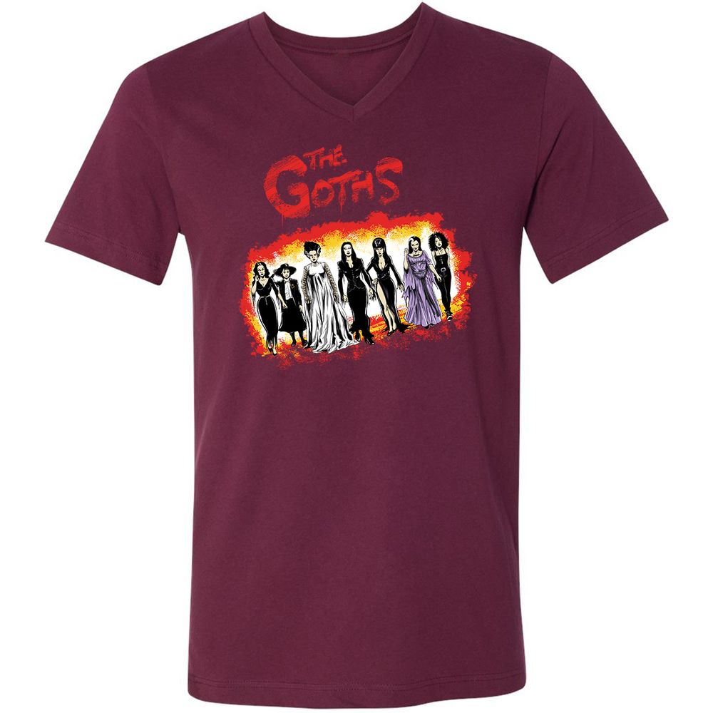 Unisex V-Neck T-Shirt - B7JH9KRL - Maroon - 6