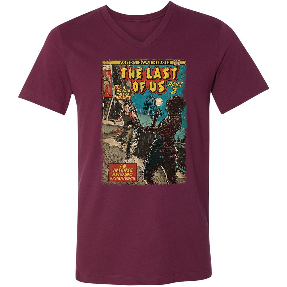 Unisex V-Neck T-Shirt - WPK3M4SE - Maroon - 6