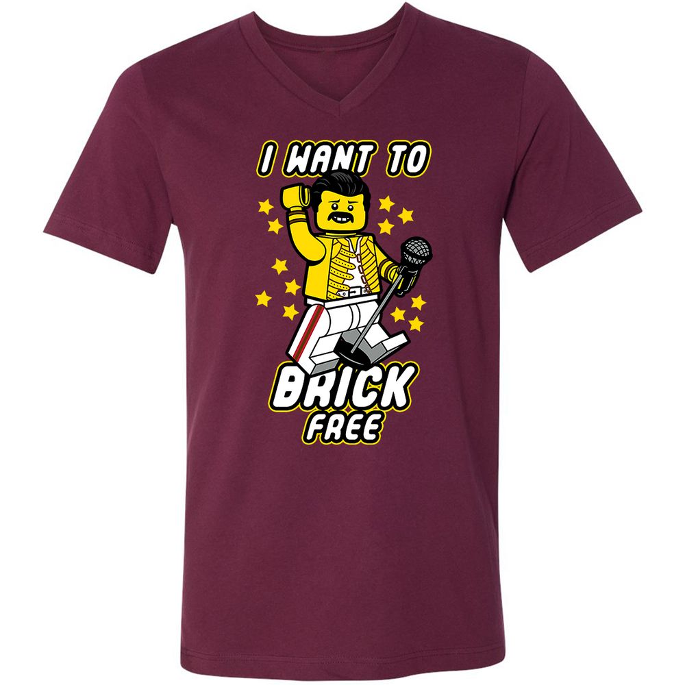 Unisex V-Neck T-Shirt - N4878JZB - Maroon - 6