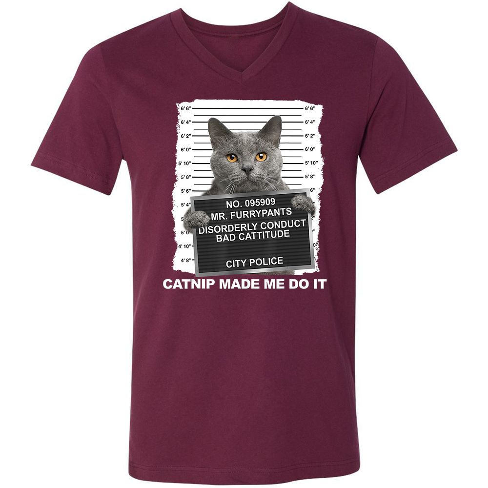 Unisex V-Neck T-Shirt - XZKU45LK - Maroon - 6