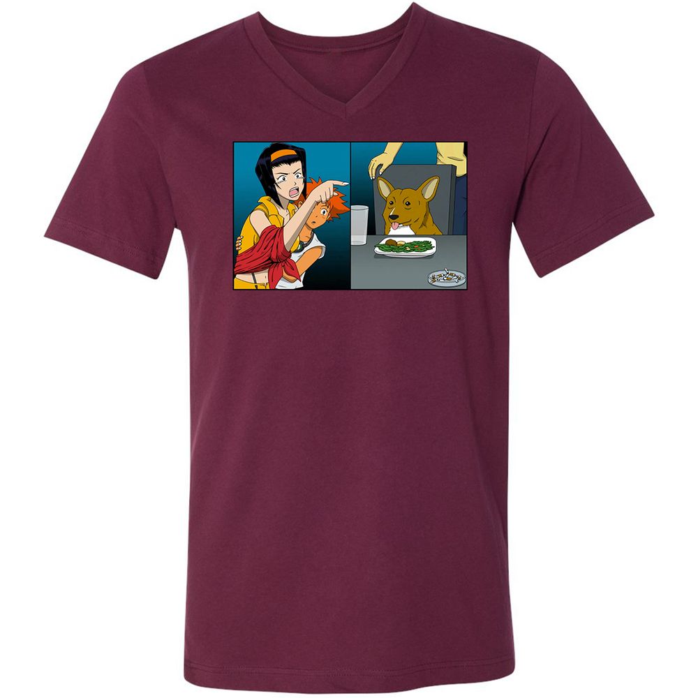 Unisex V-Neck T-Shirt - XVKXJB5G - Maroon - 6