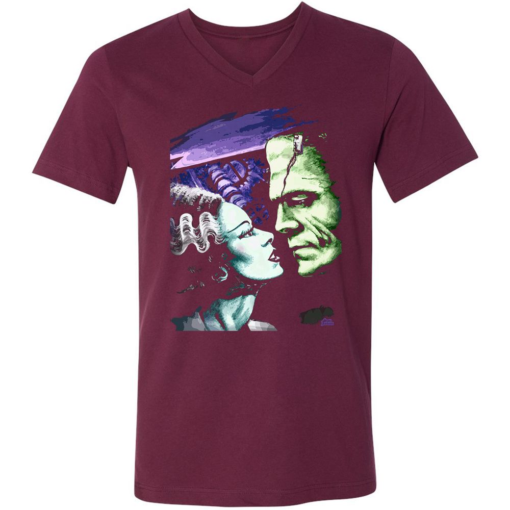 Unisex V-Neck T-Shirt - 8FCJXLRW - Maroon - 6
