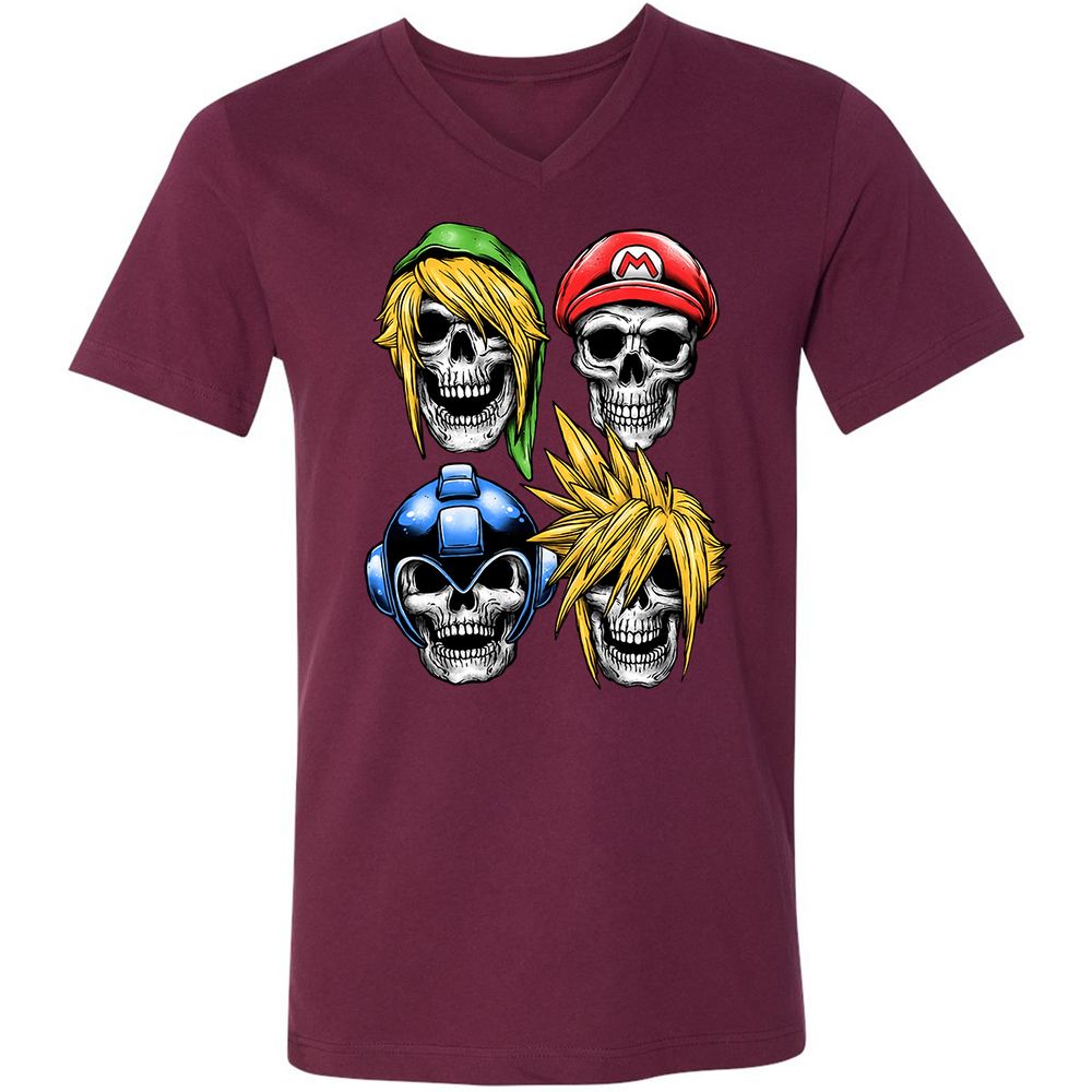 Unisex V-Neck T-Shirt - 5YHMC3LL - Maroon - 6