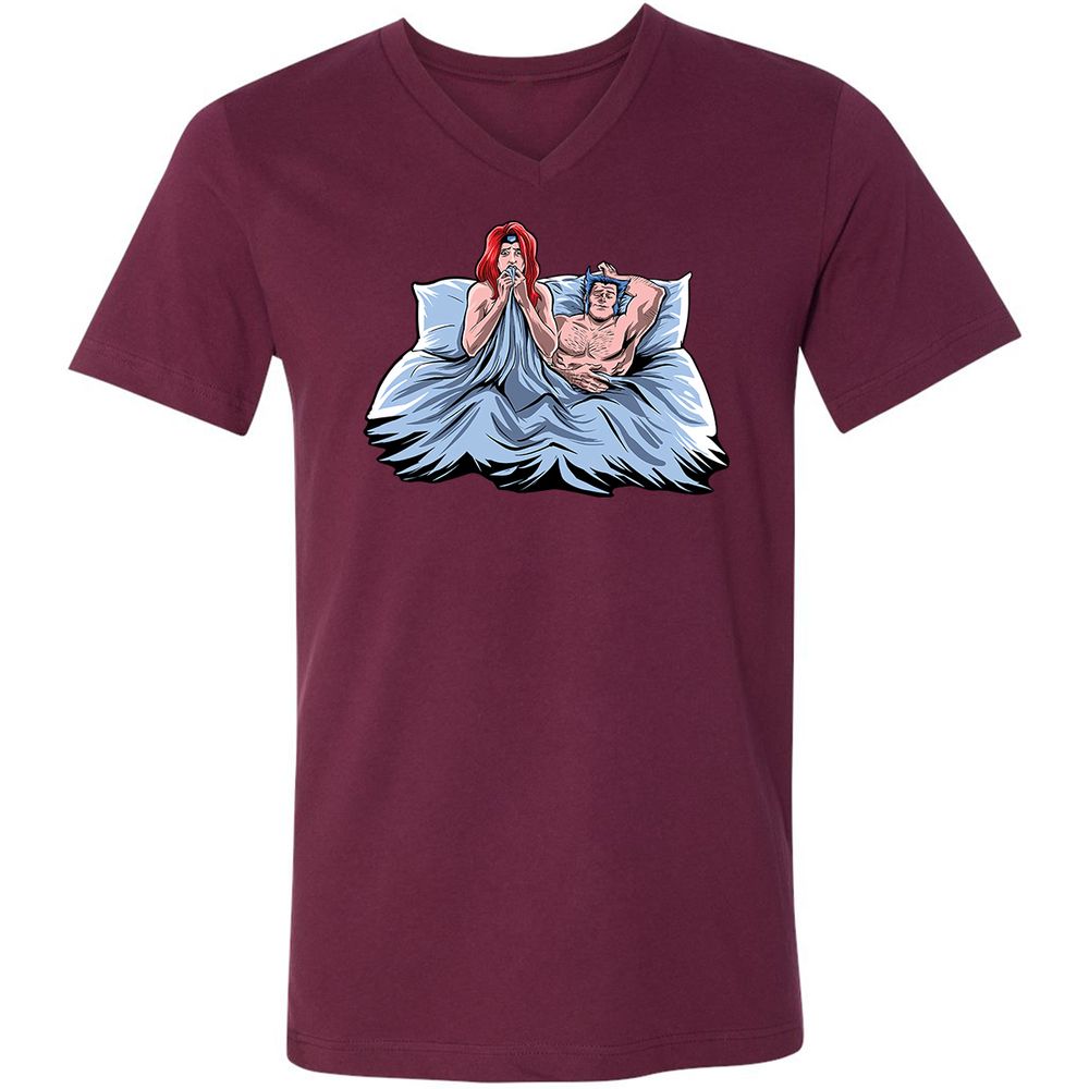 Unisex V-Neck T-Shirt - C2SWH7GX - Maroon - 6