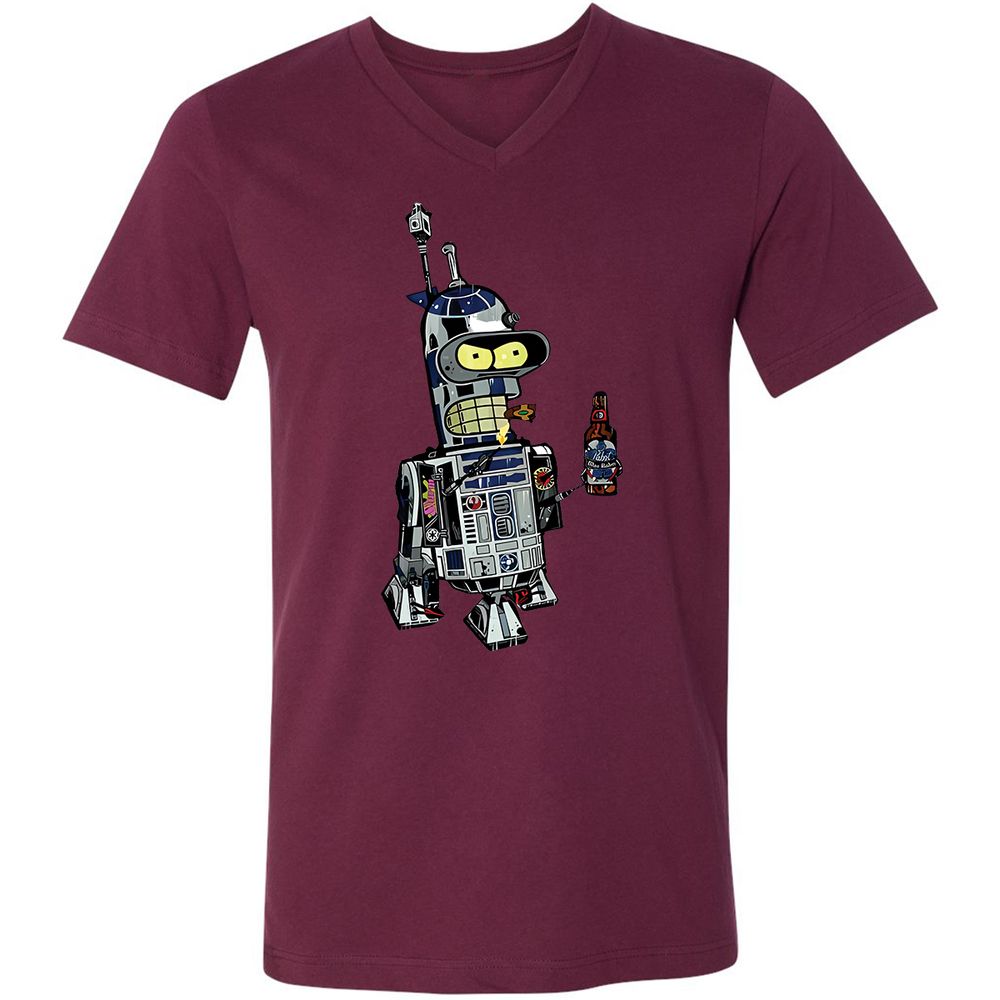 Unisex V-Neck T-Shirt - EUEP8PE4 - Maroon - 6