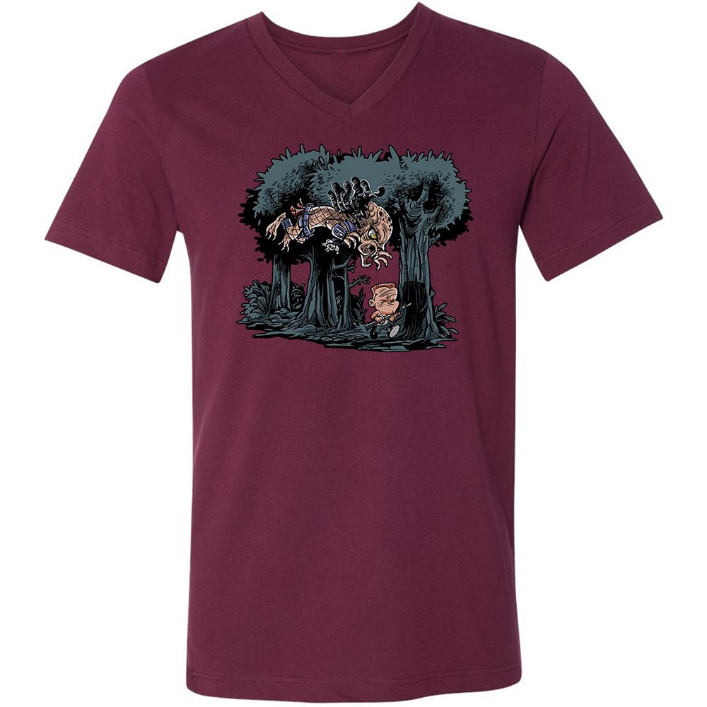 Unisex V-Neck T-Shirt - F4BRT1PJ - Maroon - 6