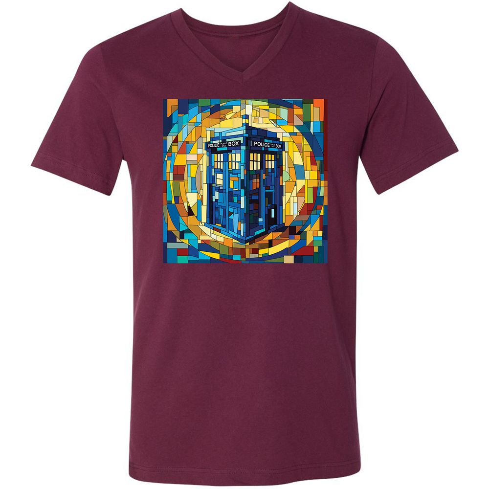 Unisex V-Neck T-Shirt - QHLQKJXY - Maroon - 6