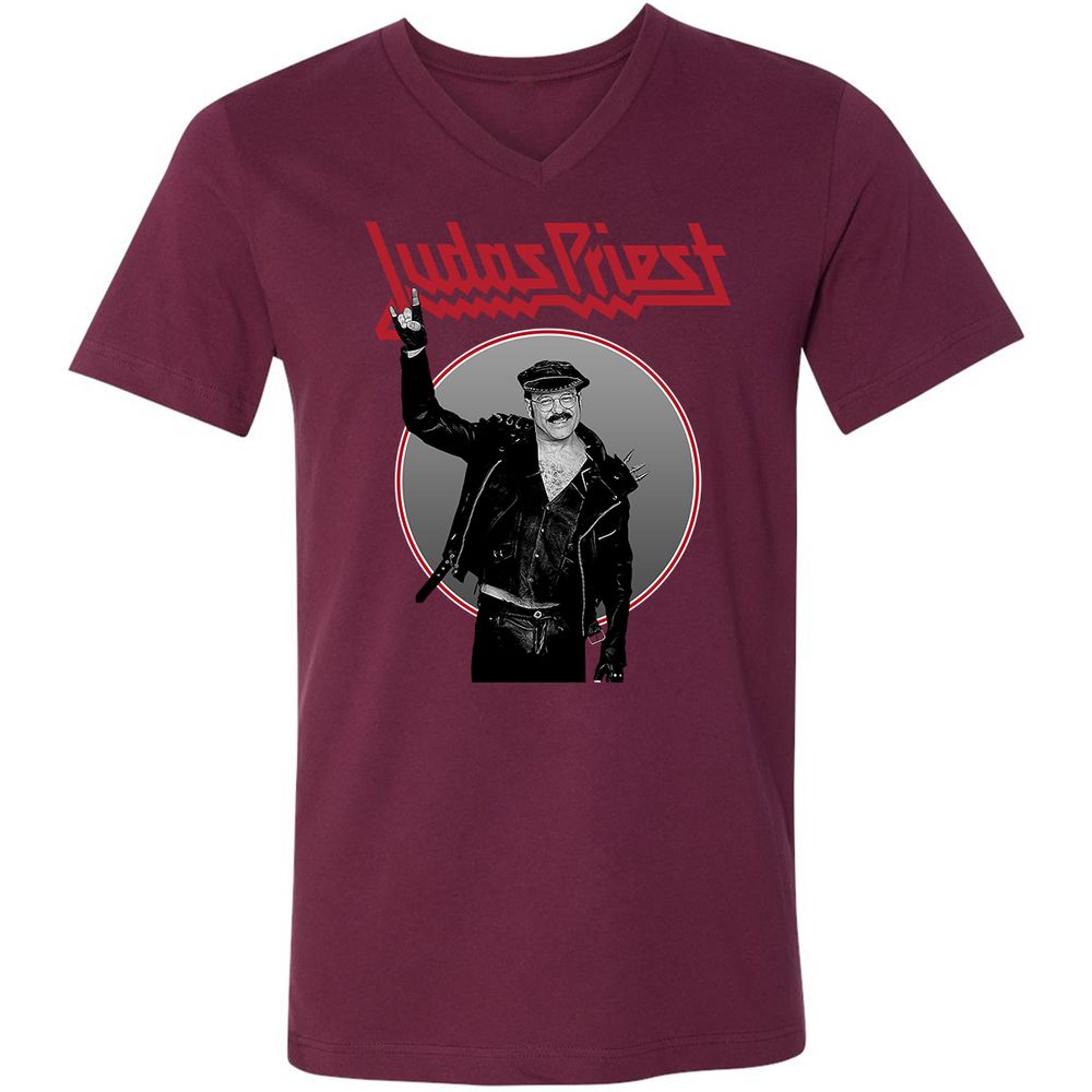 Unisex V-Neck T-Shirt - RYYBX5L7 - Maroon - 6