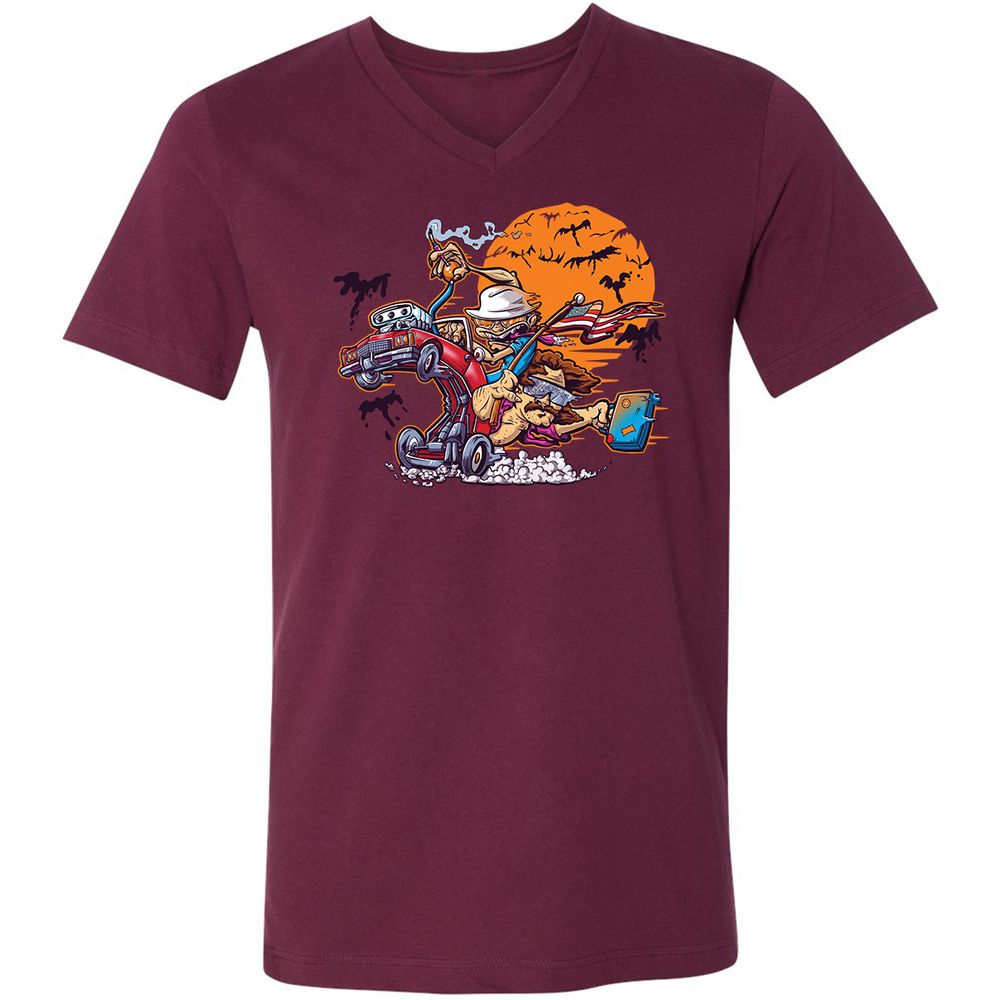 Unisex V-Neck T-Shirt - KZKCJ1RN - Maroon - 6