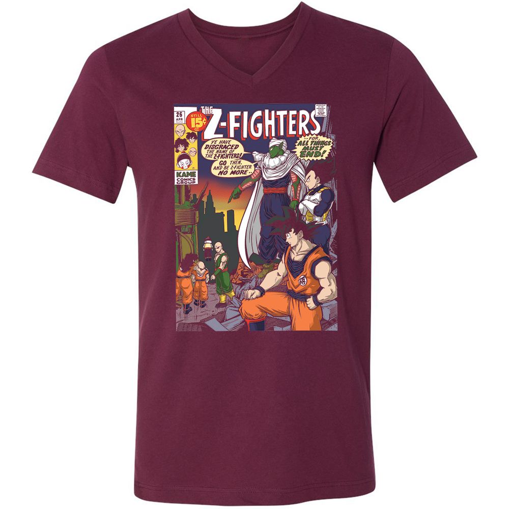 Unisex V-Neck T-Shirt - 8SUQC3H9 - Maroon - 6
