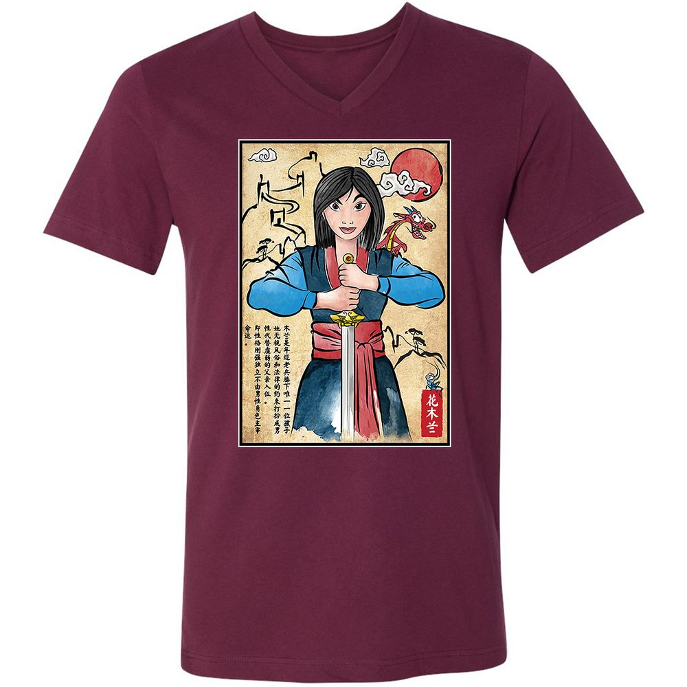 Unisex V-Neck T-Shirt - BWF3TL78 - Maroon - 6