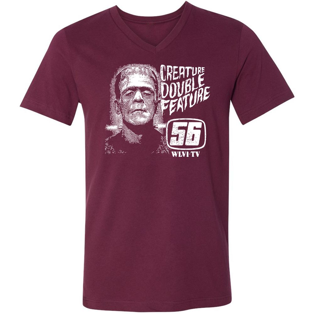 Unisex V-Neck T-Shirt - EX2DUSKU - Maroon - 6