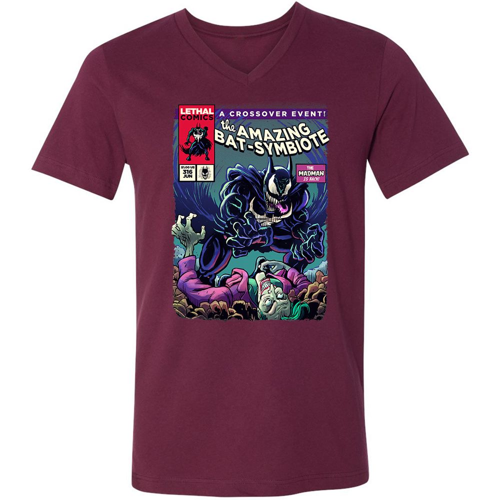 Unisex V-Neck T-Shirt - L9UWQ1BH - Maroon - 6