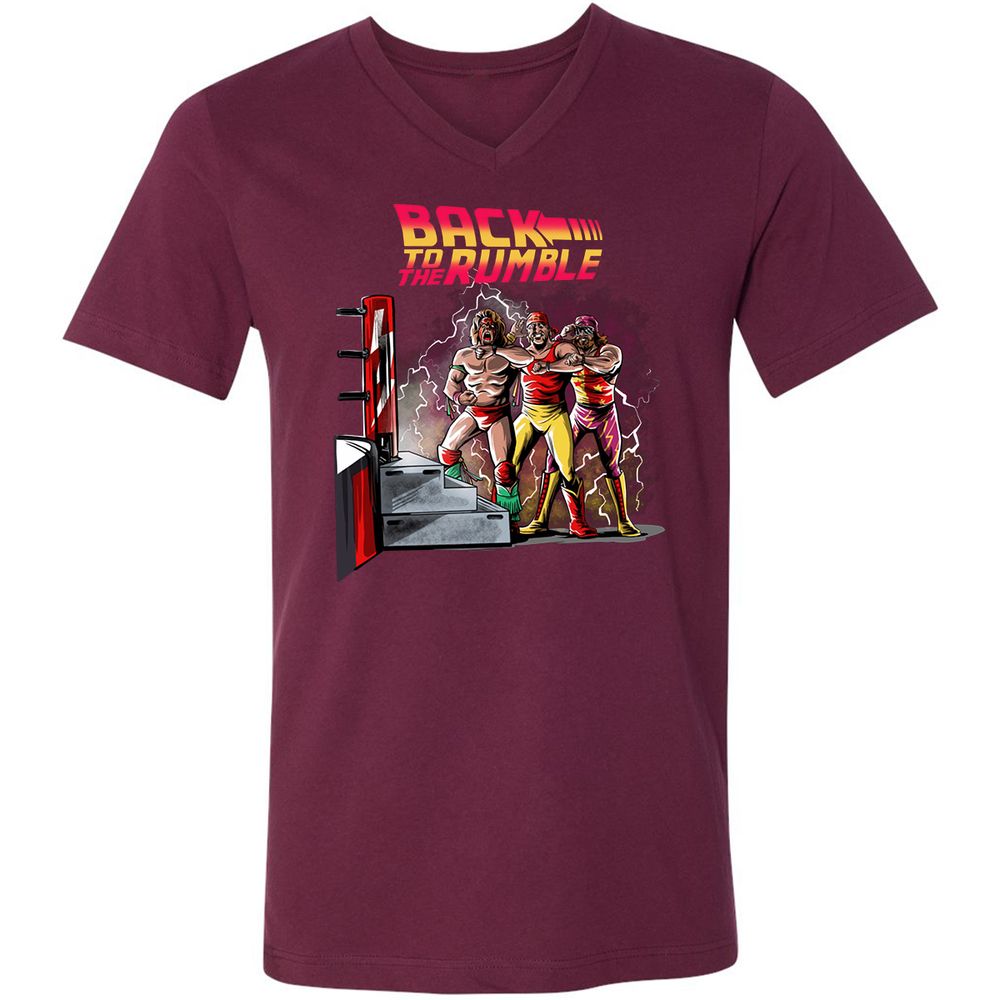 Unisex V-Neck T-Shirt - 6QGVE8BZ - Maroon - 6