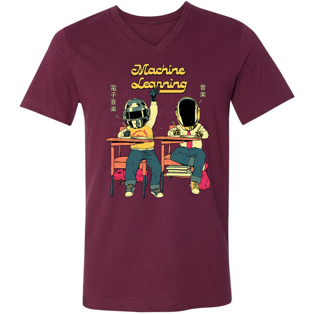 Unisex V-Neck T-Shirt - U2AQLAVW - Maroon - 6