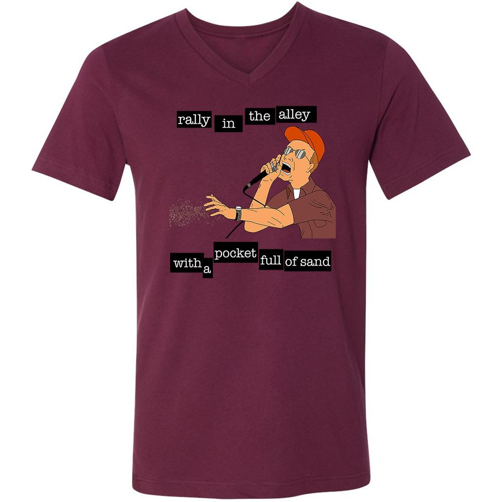 Unisex V-Neck T-Shirt - HADNDM8E - Maroon - 6