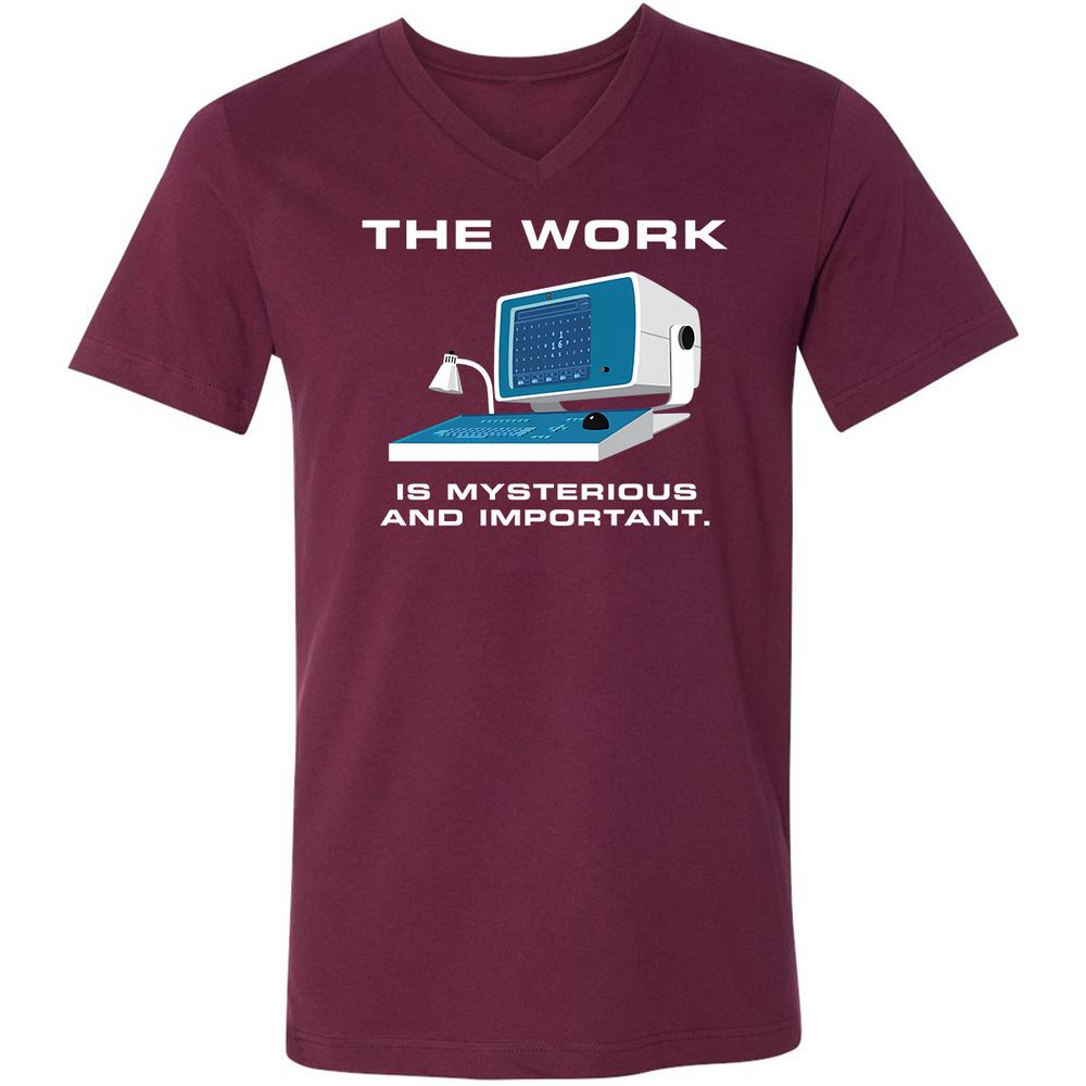 Unisex V-Neck T-Shirt - L5GJ1MAC - Maroon - 6