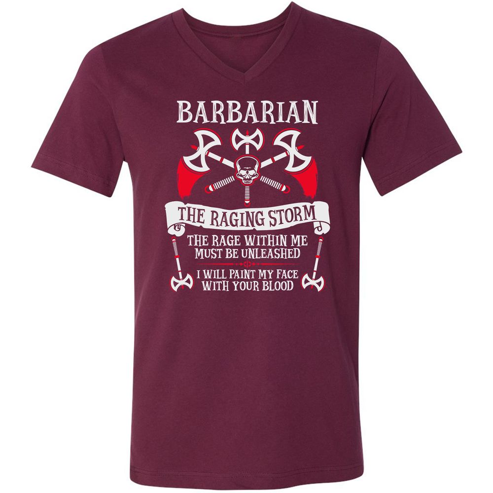 Unisex V-Neck T-Shirt - 71LJ5MHR - Maroon - 6