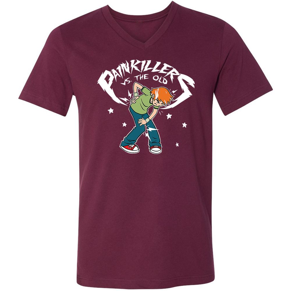 Unisex V-Neck T-Shirt - 7PQJ23S7 - Maroon - 6