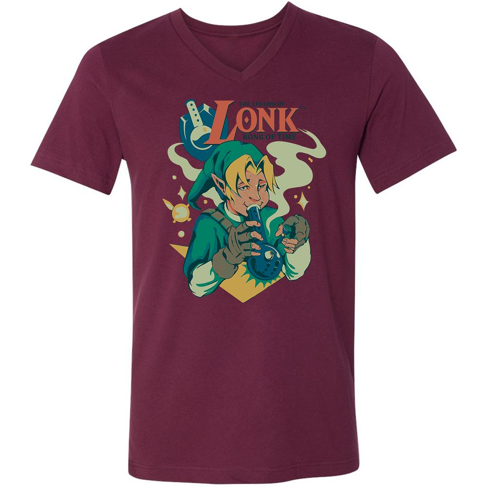 Unisex V-Neck T-Shirt - B98JACLR - Maroon - 6