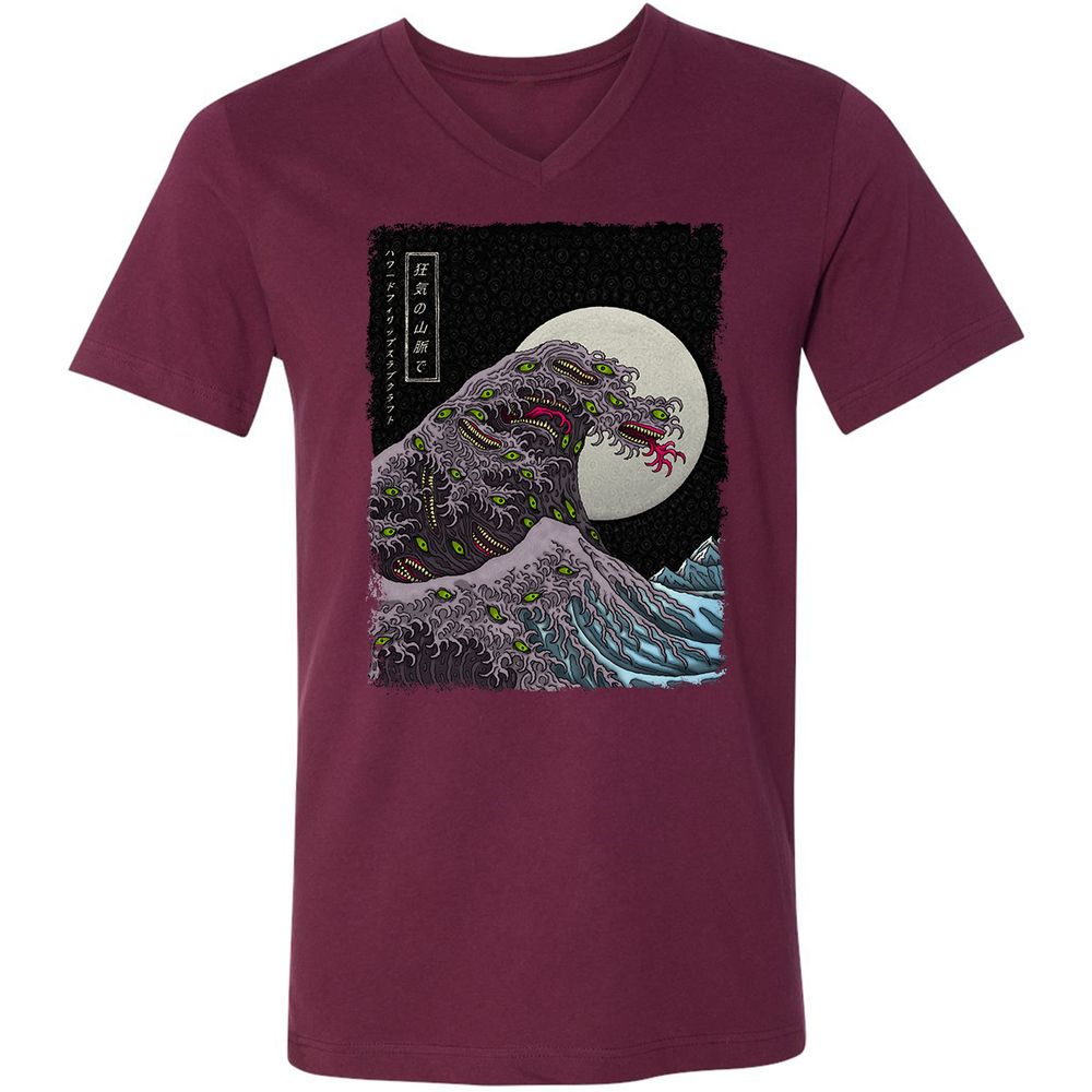 Unisex V-Neck T-Shirt - WYNGAWN9 - Maroon - 6