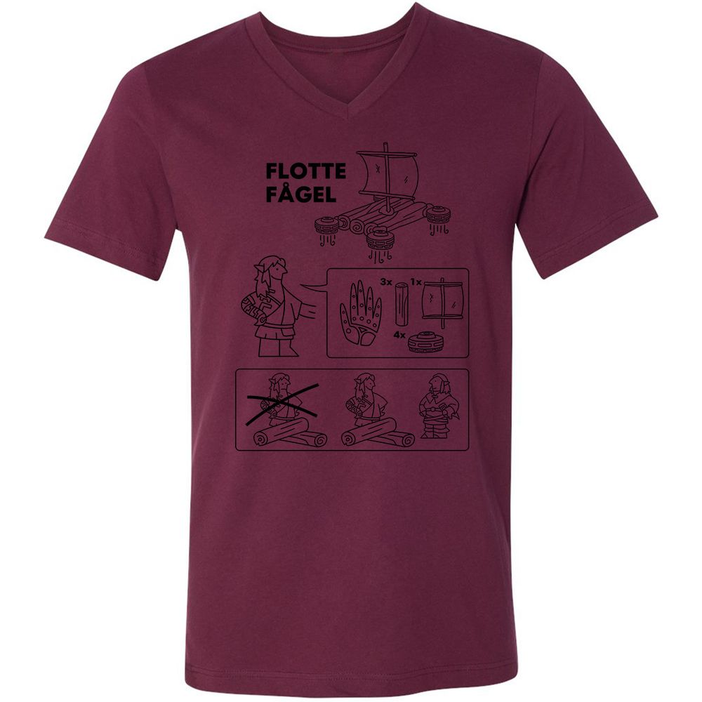 Unisex V-Neck T-Shirt - BCG3L49Y - Maroon - 6