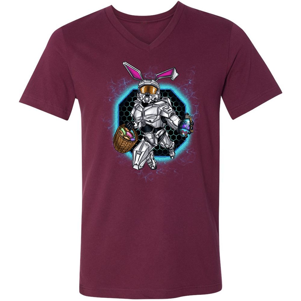 Unisex V-Neck T-Shirt - 5DMH6M6Y - Maroon - 6