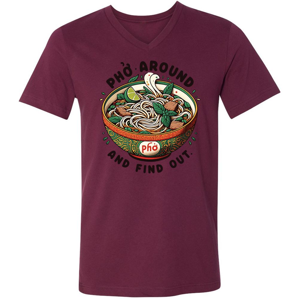 Unisex V-Neck T-Shirt - V9SDEP36 - Maroon - 6