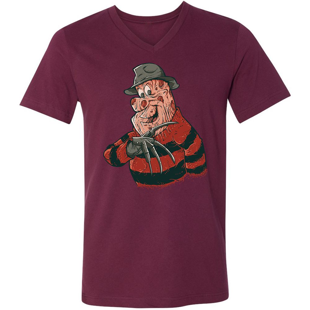 Unisex V-Neck T-Shirt - 45D2U3JH - Maroon - 6