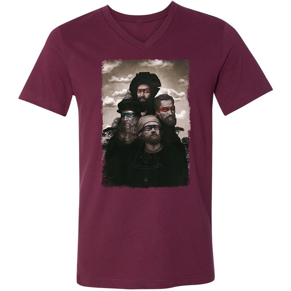 Unisex V-Neck T-Shirt - 7XZE5FG3 - Maroon - 6