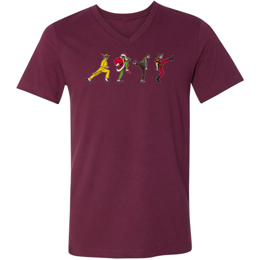 Unisex V-Neck T-Shirt - 8WZADCNJ - Maroon - 6