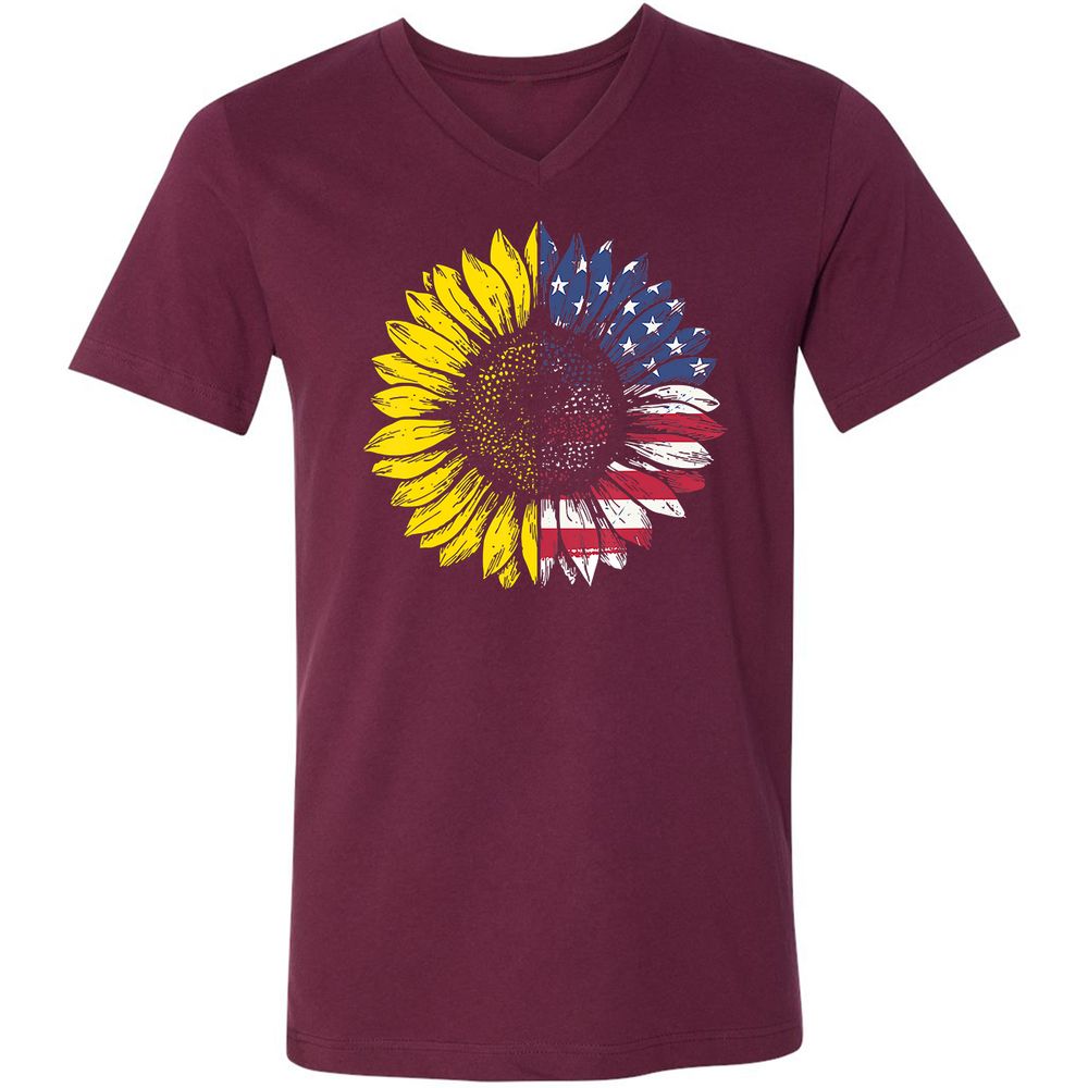 Unisex V-Neck T-Shirt - 9TPUB6SA - Maroon - 6