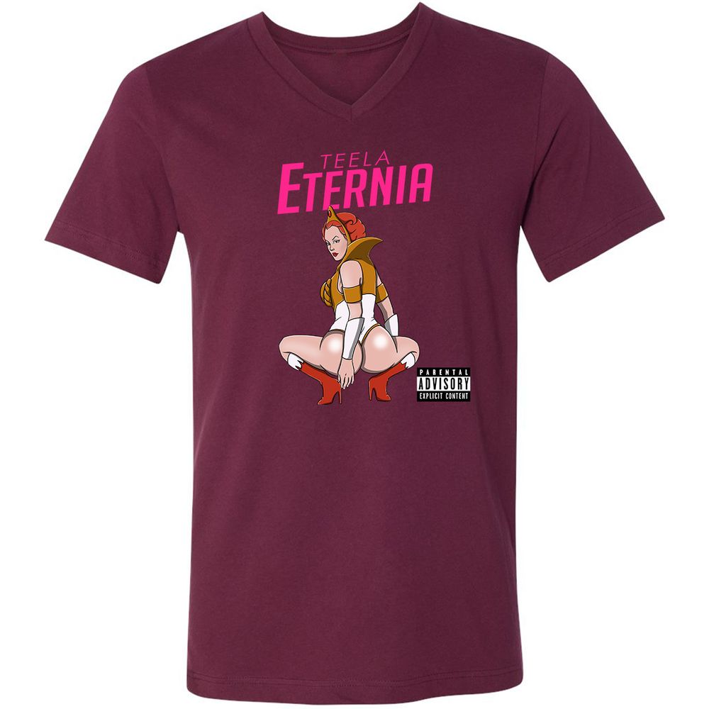 Unisex V-Neck T-Shirt - 2JQC4A8E - Maroon - 6