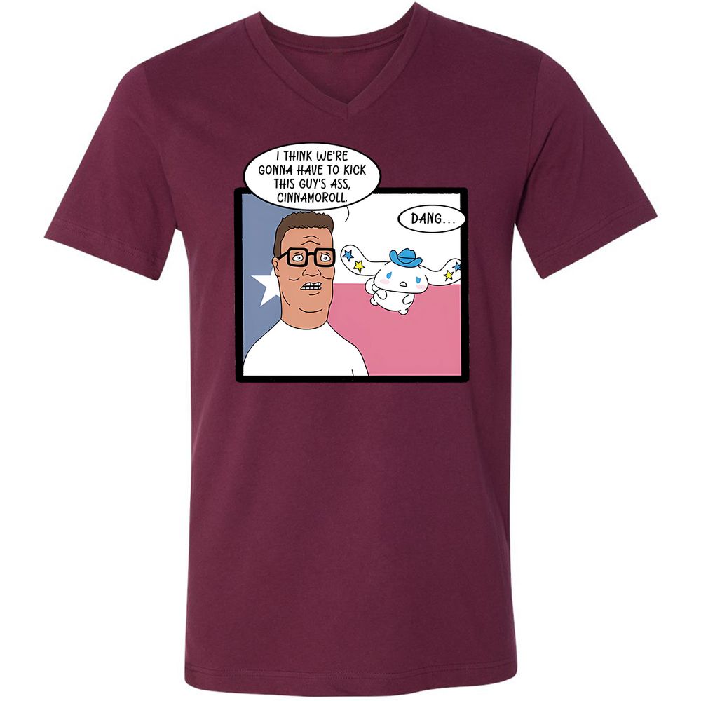 Unisex V-Neck T-Shirt - 78JRJWKD - Maroon - 6