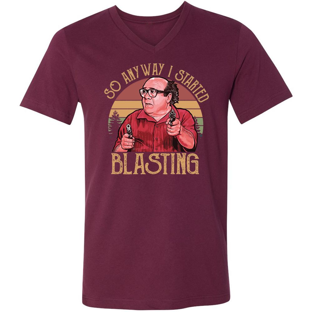 Unisex V-Neck T-Shirt - GW1T7WXJ - Maroon - 6